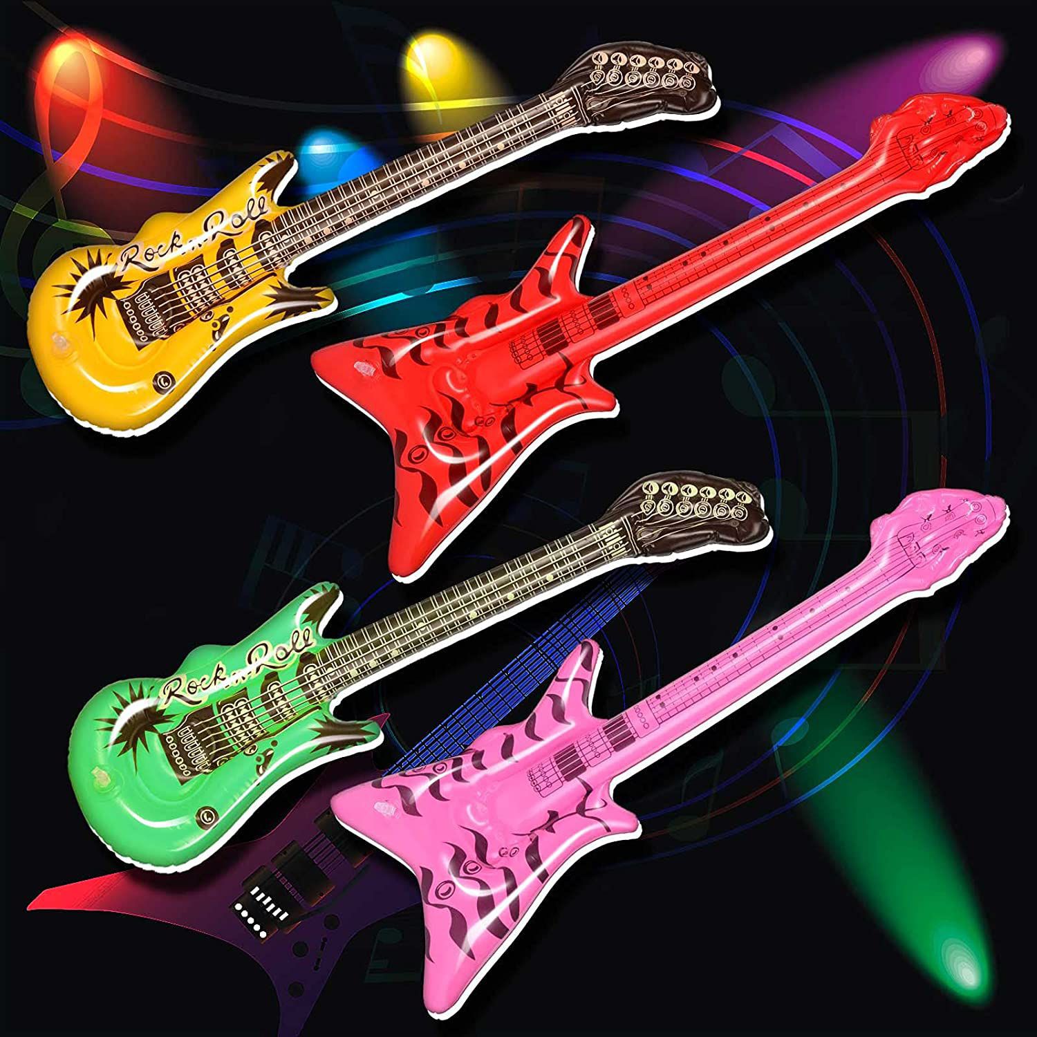 thumbnail image 2 of Zugar Land Inflatable Guitar 2-Pack – Gold & Silver – 42" Vinyl Rock Star Toy 2 of 6