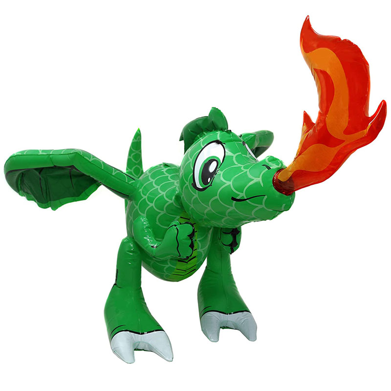 Inflatable fire-breathing dinosaur