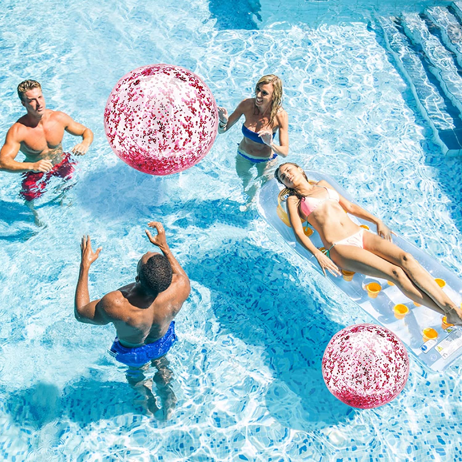 Beach Sand Balls for Adult And Kids Eco-friendly5 Pieces Glitter Beach Ball Confetti Swimming Pool Party Balls