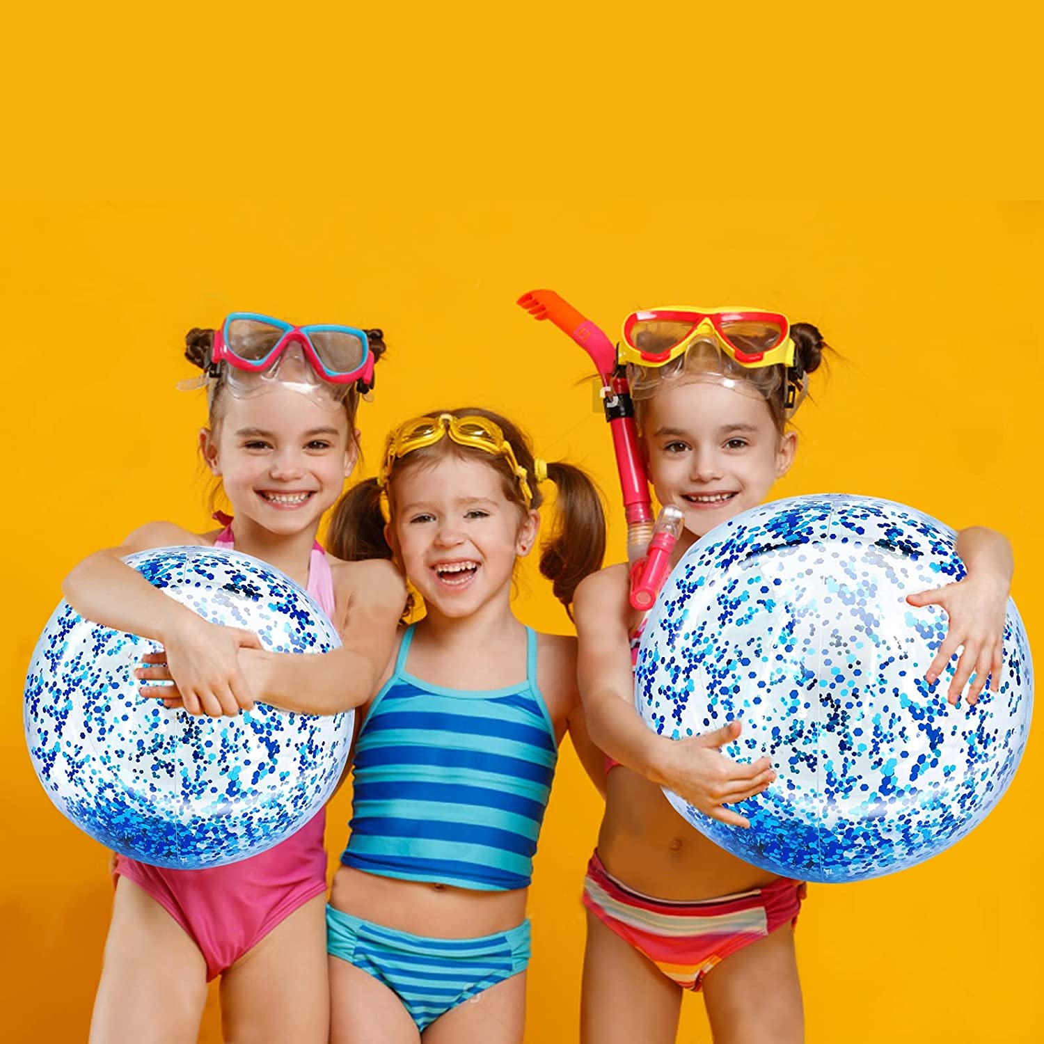 5 Pack Beach Ball Jumbo Pool Toys Balls Giant Confettis Glitters Inflatable Clear Beach Ball Swimming Pool Water Beach Toys