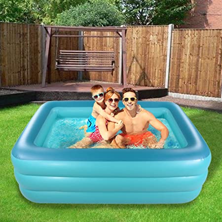 Green Inflatable Family Swim pools swimming outdoor ground Summer Water Fun with Inflatable Soft Floor Swimming Pool