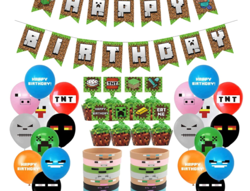 Pixel Style Gamer Party Supplies, Miner Theme Birthday Party Favors and Decors Set