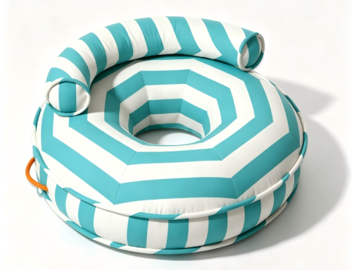 Aqua Stripes Canvas Pool Ring Inflatable Water Lounger Float