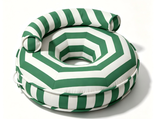 Palm Stripes Canvas Pool Ring Inflatable Pool Float Lounge