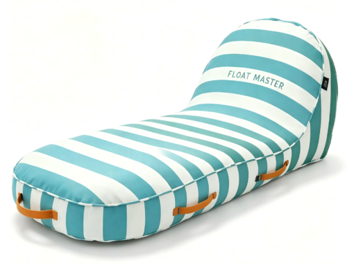 Striped Inflatable Pool Lounger – Blue & White