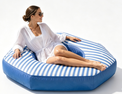 Blue‑White Striped Octagonal Inflatable Pool Float